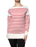 Dolce & Gabbana White Red Stripes Cotton Long Sleeves Top by Dolce & Gabbana
