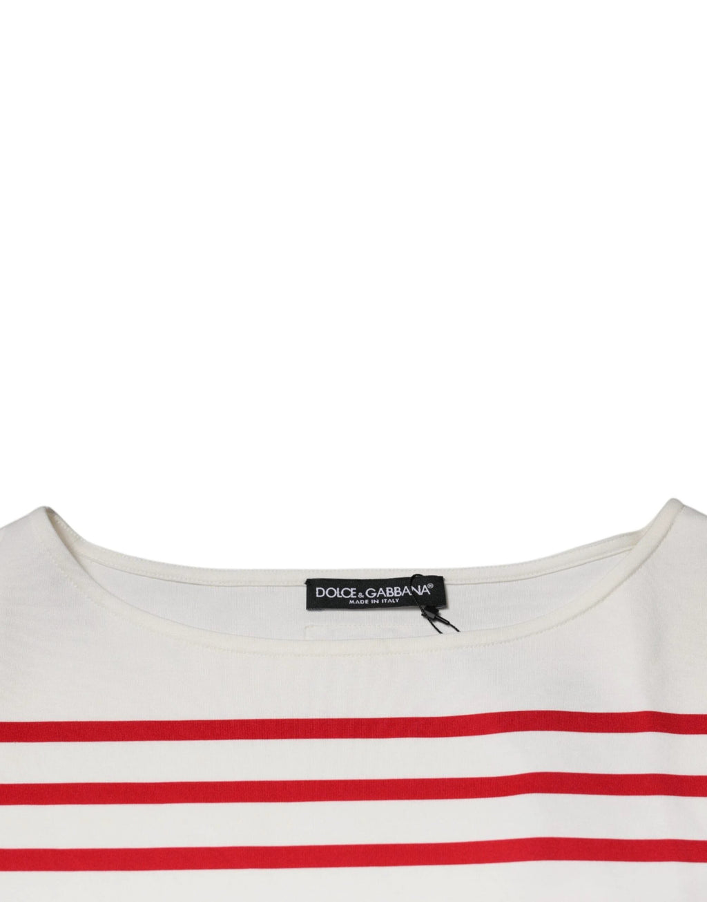 Dolce & Gabbana White Red Stripes Cotton Long Sleeves Top by Dolce & Gabbana