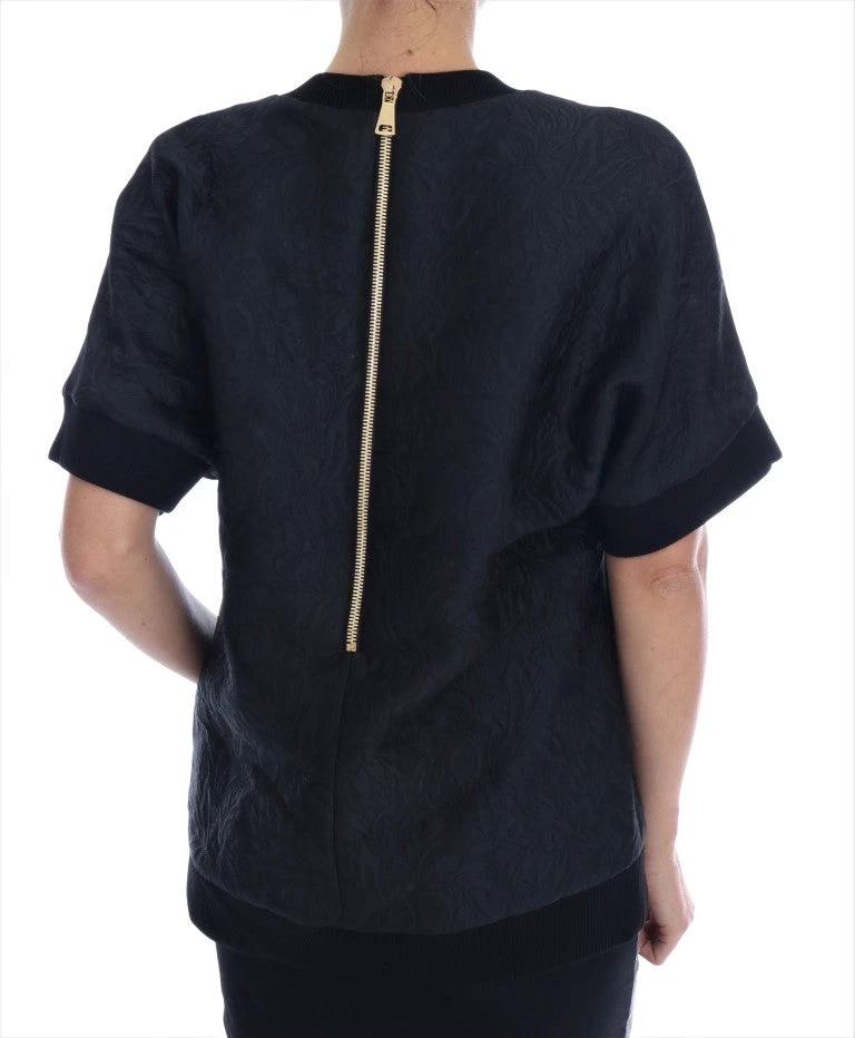 Dolce & Gabbana Black Brocade Cocktail Crystal Sweater by Dolce & Gabbana