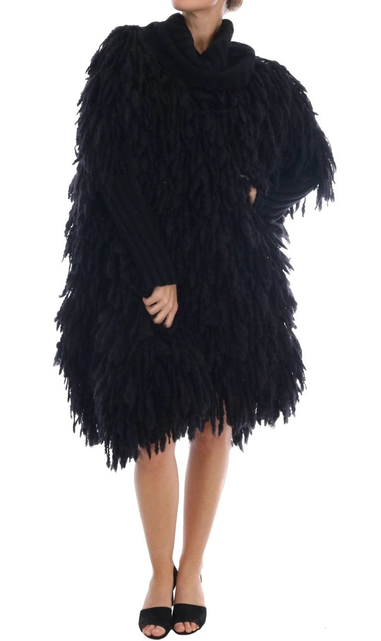 Dolce & Gabbana Black Fringes Wool Pullover Sweater by Dolce & Gabbana