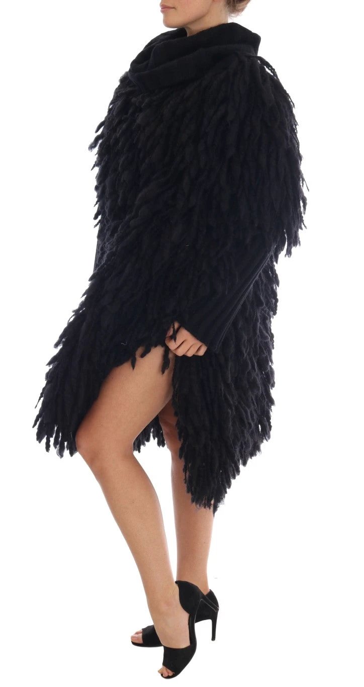 Dolce & Gabbana Black Fringes Wool Pullover Sweater by Dolce & Gabbana