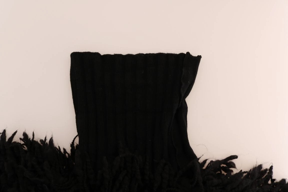 Dolce & Gabbana Black Fringes Wool Pullover Sweater by Dolce & Gabbana