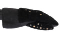 Dolce & Gabbana Black Leather Shearling Studded Gloves by Dolce & Gabbana