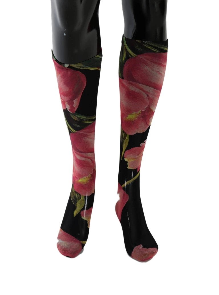 Dolce & Gabbana Multicolor Floral Tulip Nylon Socks by Dolce & Gabbana