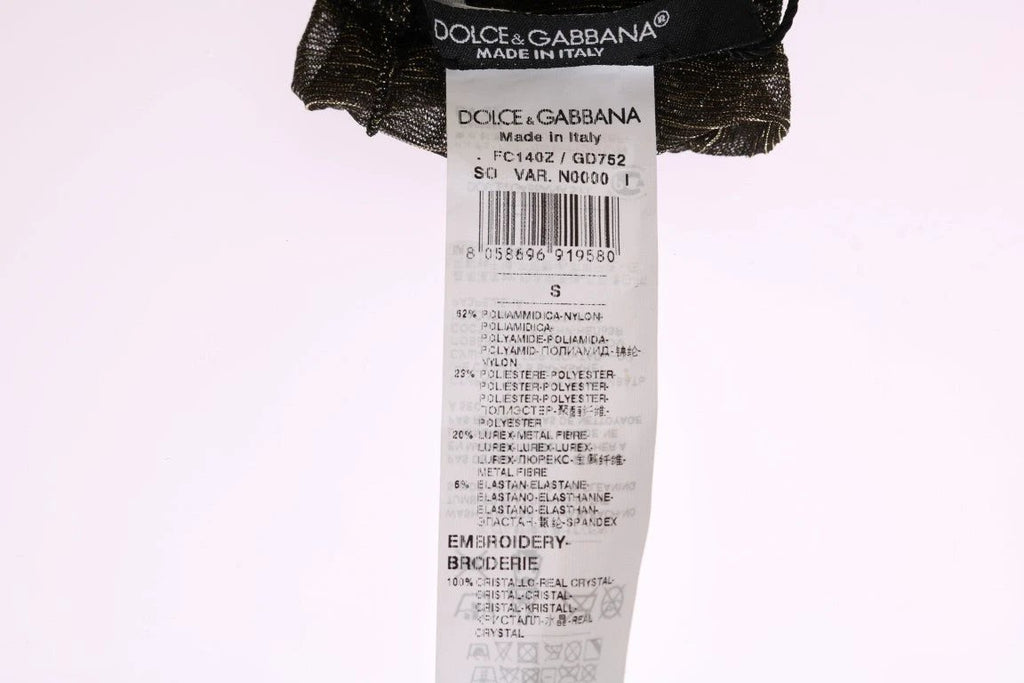 Dolce & Gabbana Black Stretch Floral Clear Crystal Socks by Dolce & Gabbana