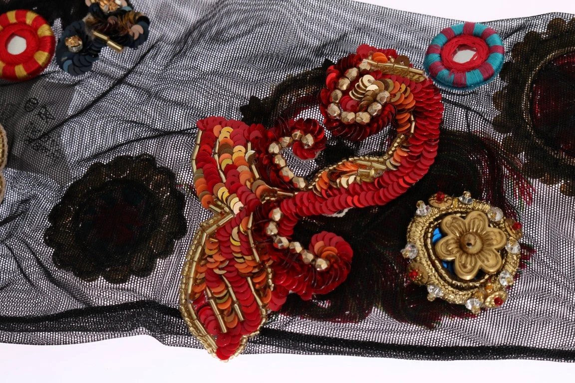 Dolce & Gabbana Black Stretch Carretto Crystal Socks by Dolce & Gabbana