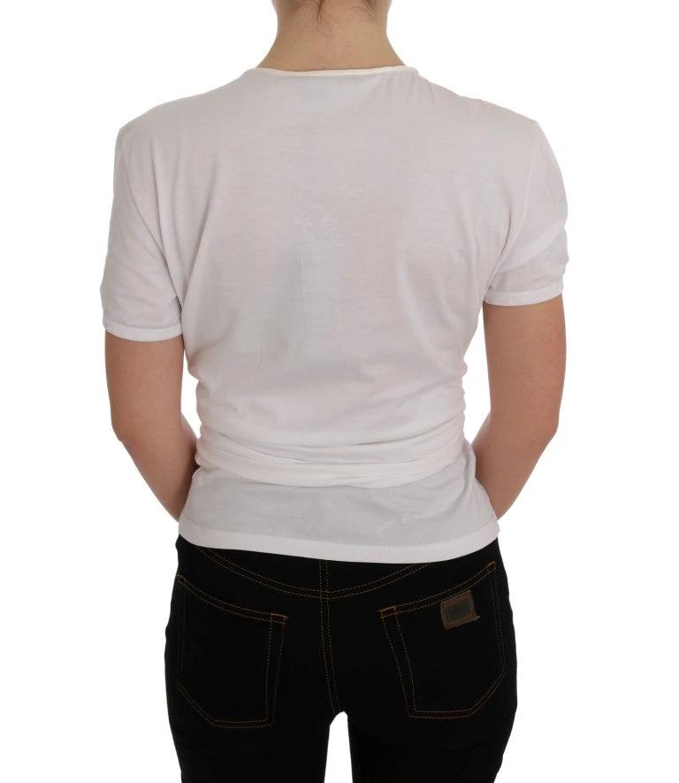 Dolce & Gabbana White Cotton Silk T-Shirt by Dolce & Gabbana