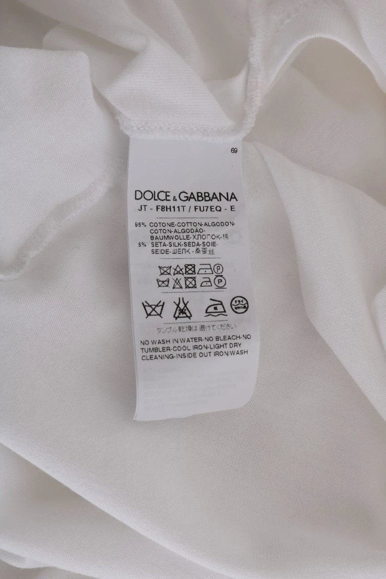Dolce & Gabbana White Cotton Silk T-Shirt by Dolce & Gabbana