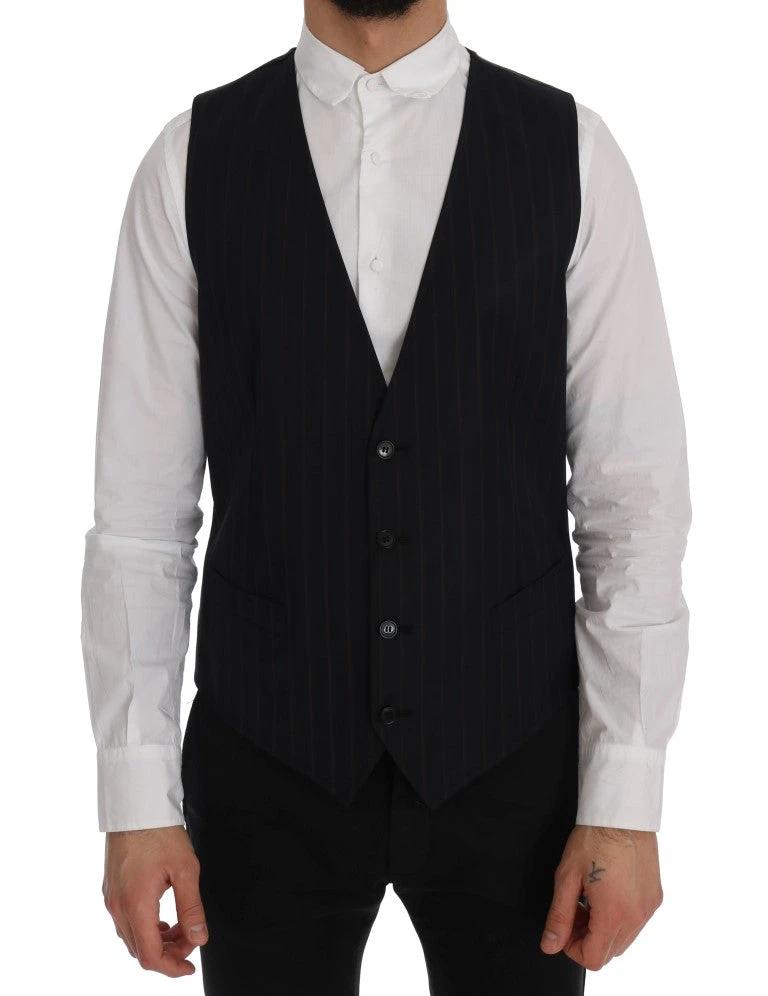 Dolce & Gabbana Blue Wool Stretch Vest by Dolce & Gabbana