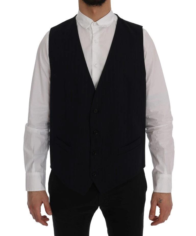 Dolce & Gabbana Blue STAFF Wool Stretch Vest by Dolce & Gabbana