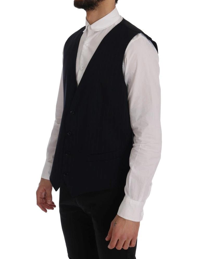 Dolce & Gabbana Blue STAFF Wool Stretch Vest by Dolce & Gabbana