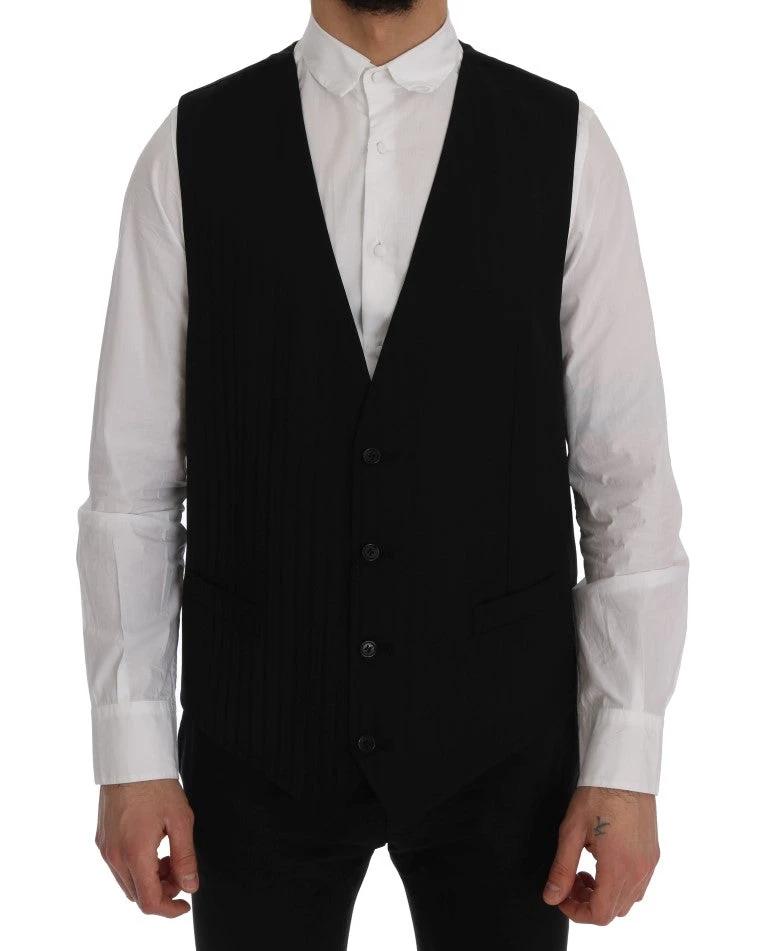 Dolce & Gabbana Black STAFF Wool Stretch Vest by Dolce & Gabbana