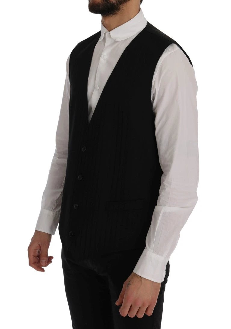 Dolce & Gabbana Black STAFF Wool Stretch Vest by Dolce & Gabbana