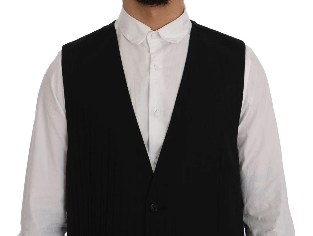 Dolce & Gabbana Black STAFF Wool Stretch Vest by Dolce & Gabbana