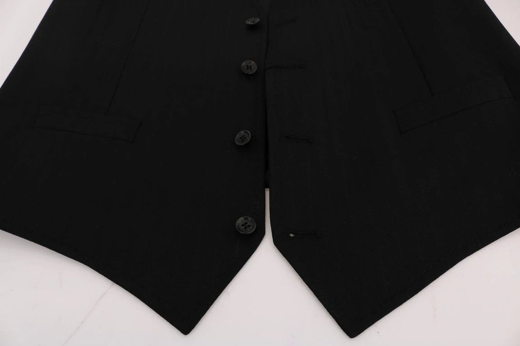 Dolce & Gabbana Black STAFF Wool Stretch Vest by Dolce & Gabbana