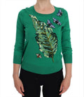 Dolce & Gabbana Green Silk Crystal Banana Sweater by Dolce & Gabbana