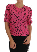 Dolce & Gabbana Pink Polka Dotted Silk Blouse by Dolce & Gabbana