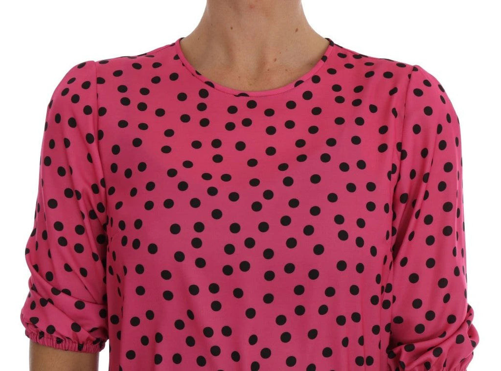 Dolce & Gabbana Pink Polka Dotted Silk Blouse by Dolce & Gabbana