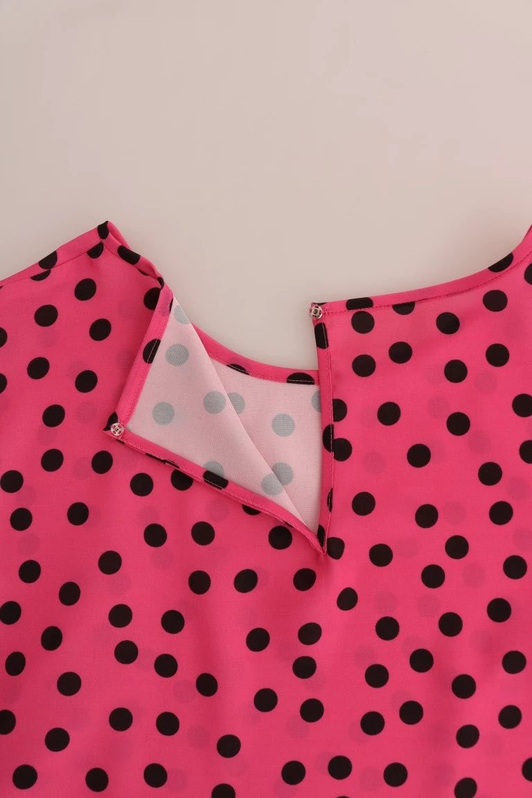 Dolce & Gabbana Pink Polka Dotted Silk Blouse by Dolce & Gabbana