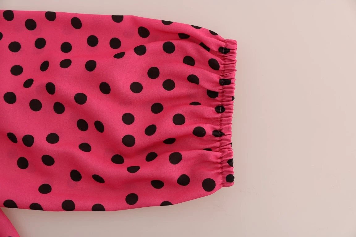 Dolce & Gabbana Pink Polka Dotted Silk Blouse by Dolce & Gabbana