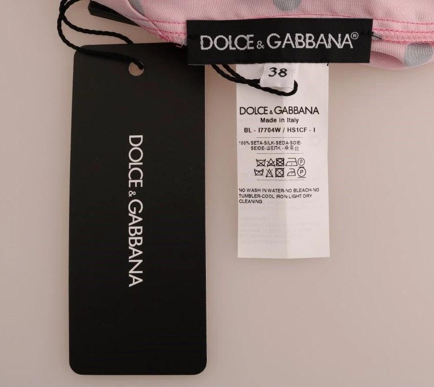 Dolce & Gabbana Pink Polka Dotted Silk Blouse by Dolce & Gabbana