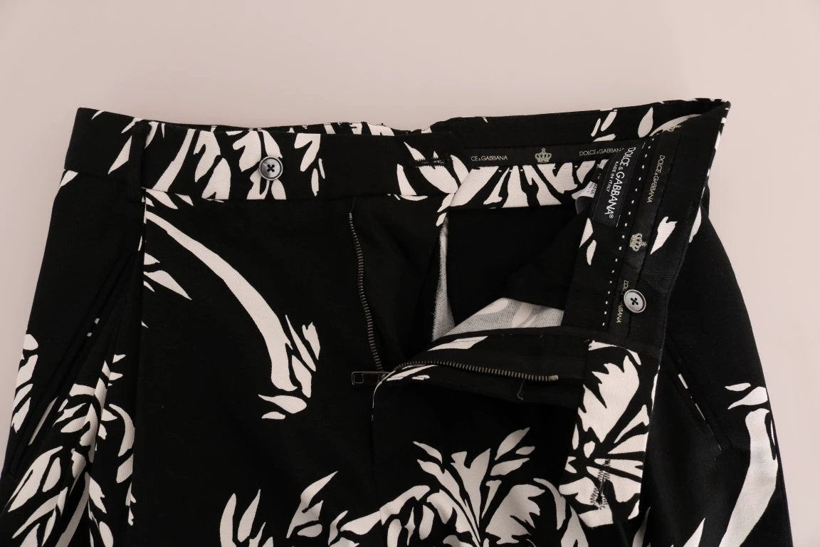 Dolce & Gabbana Black Tree Cotton Stretch Pants by Dolce & Gabbana