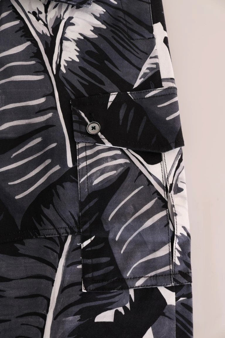Dolce & Gabbana Gray Banana Leaf Cotton Pants by Dolce & Gabbana
