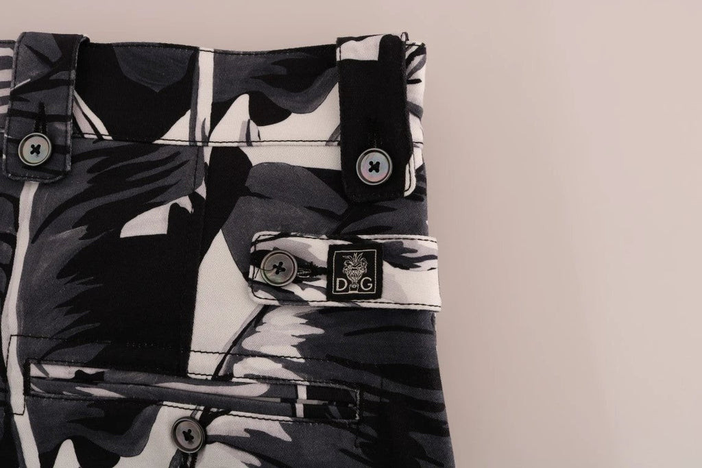 Dolce & Gabbana Gray Banana Leaf Cotton Pants by Dolce & Gabbana