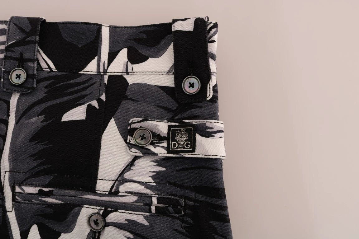 Dolce & Gabbana Gray Banana Leaf Cotton Pants by Dolce & Gabbana