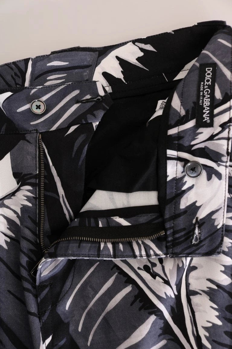 Dolce & Gabbana Gray Banana Leaf Cotton Pants by Dolce & Gabbana