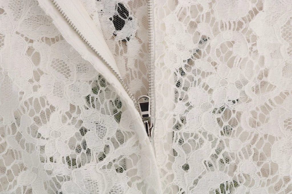 Dolce & Gabbana White Crystal Embellished Lace Blouse by Dolce & Gabbana