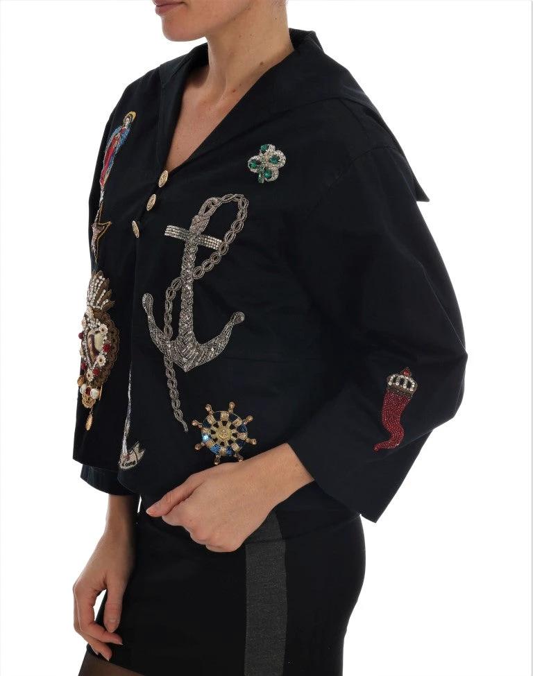 Dolce & Gabbana Blue Crystal MAMMA Sicily Jacket by Dolce & Gabbana