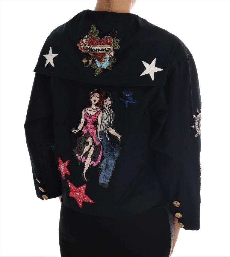 Dolce & Gabbana Blue Crystal MAMMA Sicily Jacket by Dolce & Gabbana