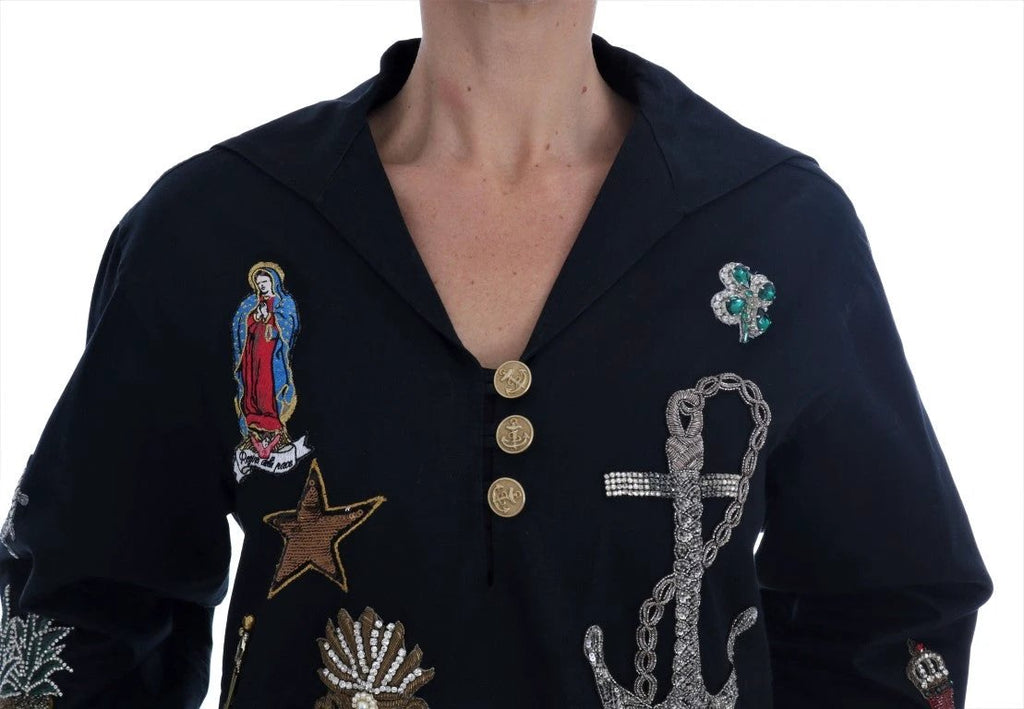Dolce & Gabbana Blue Crystal MAMMA Sicily Jacket by Dolce & Gabbana