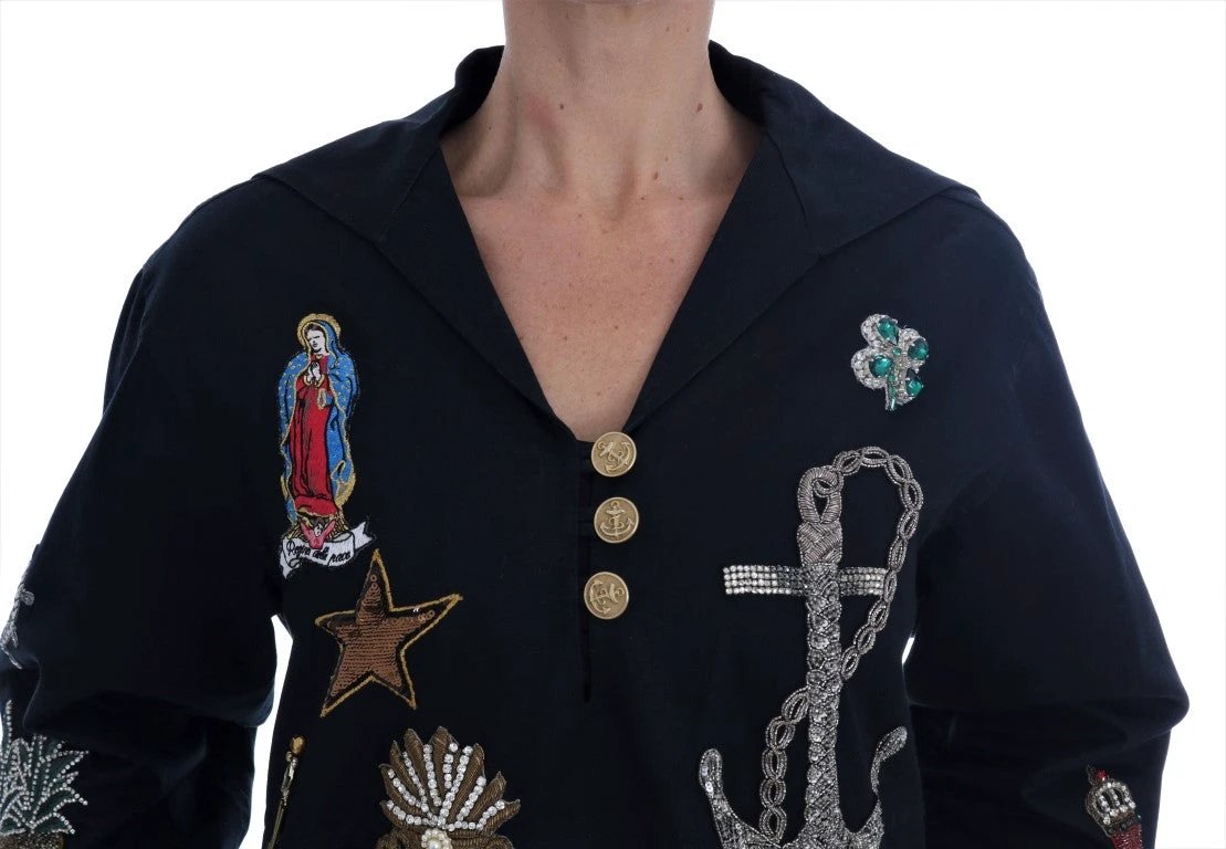 Dolce & Gabbana Blue Crystal MAMMA Sicily Jacket by Dolce & Gabbana