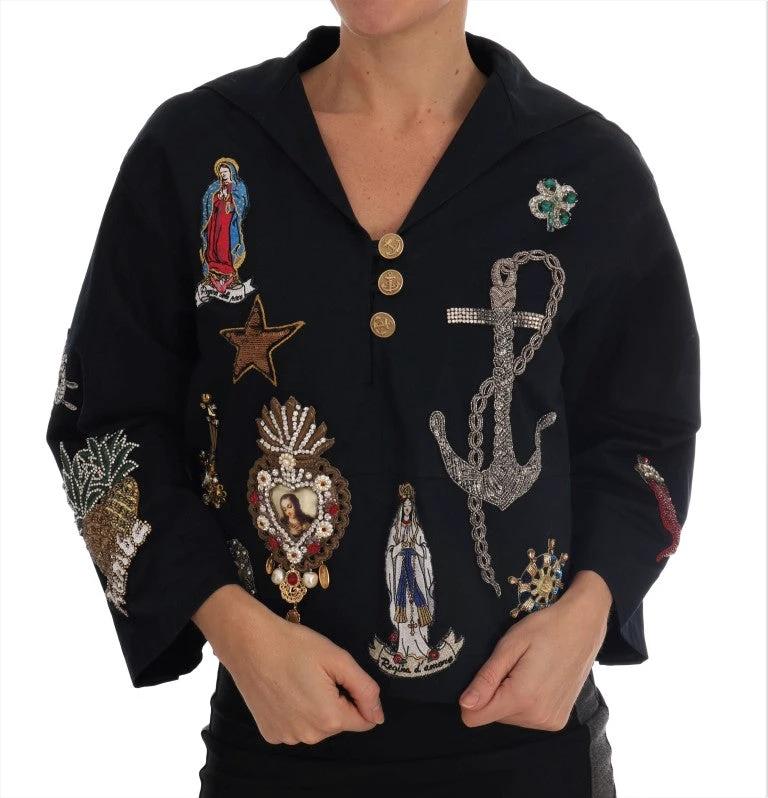 Dolce & Gabbana Blue Crystal MAMMA Sicily Jacket by Dolce & Gabbana