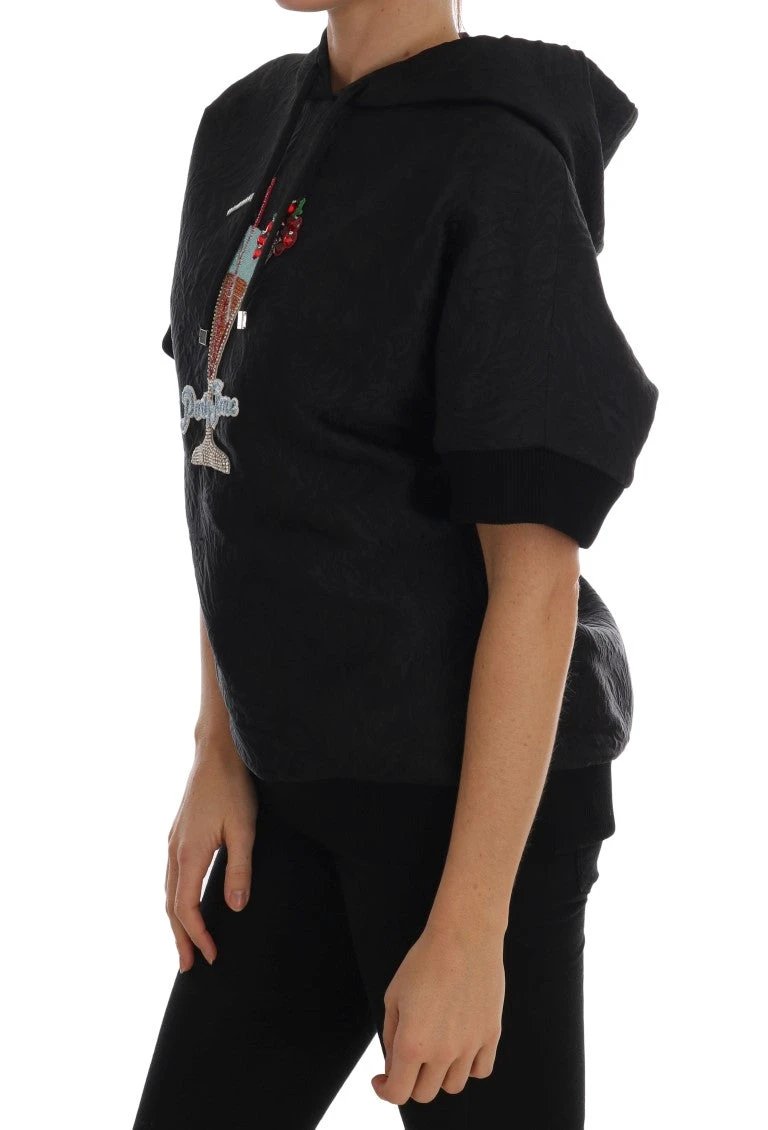 Dolce & Gabbana Black Fairy Tale Crystal Hooded Sweater by Dolce & Gabbana