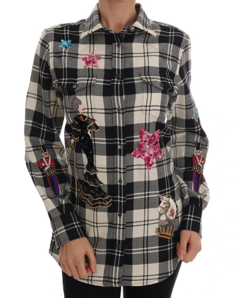 Dolce & Gabbana Black White Fairy Tale Crystal Shirt by Dolce & Gabbana