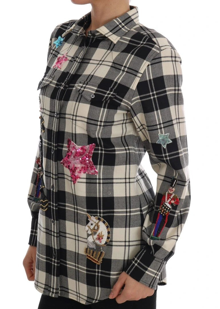 Dolce & Gabbana Black White Fairy Tale Crystal Shirt by Dolce & Gabbana