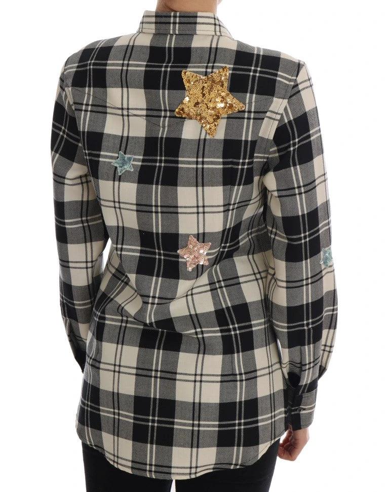 Dolce & Gabbana Black White Fairy Tale Crystal Shirt by Dolce & Gabbana