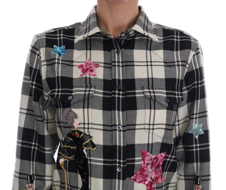 Dolce & Gabbana Black White Fairy Tale Crystal Shirt by Dolce & Gabbana