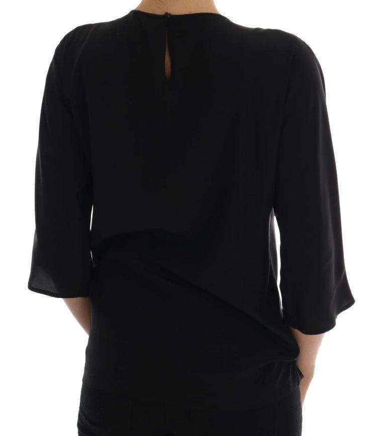 Dolce & Gabbana Black Silk Fairy Tale Top Crystal Blouse by Dolce & Gabbana