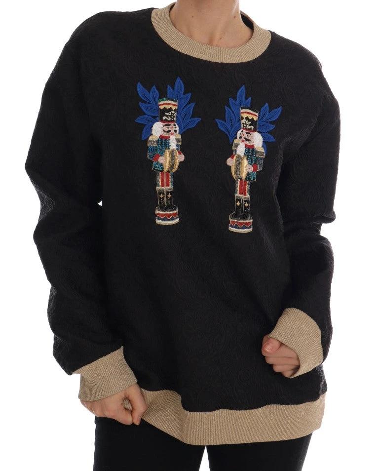 Dolce & Gabbana Black Fairy Tale Brocade Zipper Sweater by Dolce & Gabbana