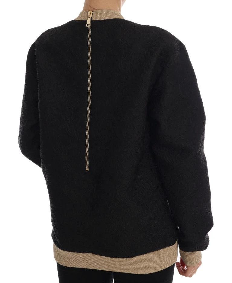 Dolce & Gabbana Black Fairy Tale Brocade Zipper Sweater by Dolce & Gabbana
