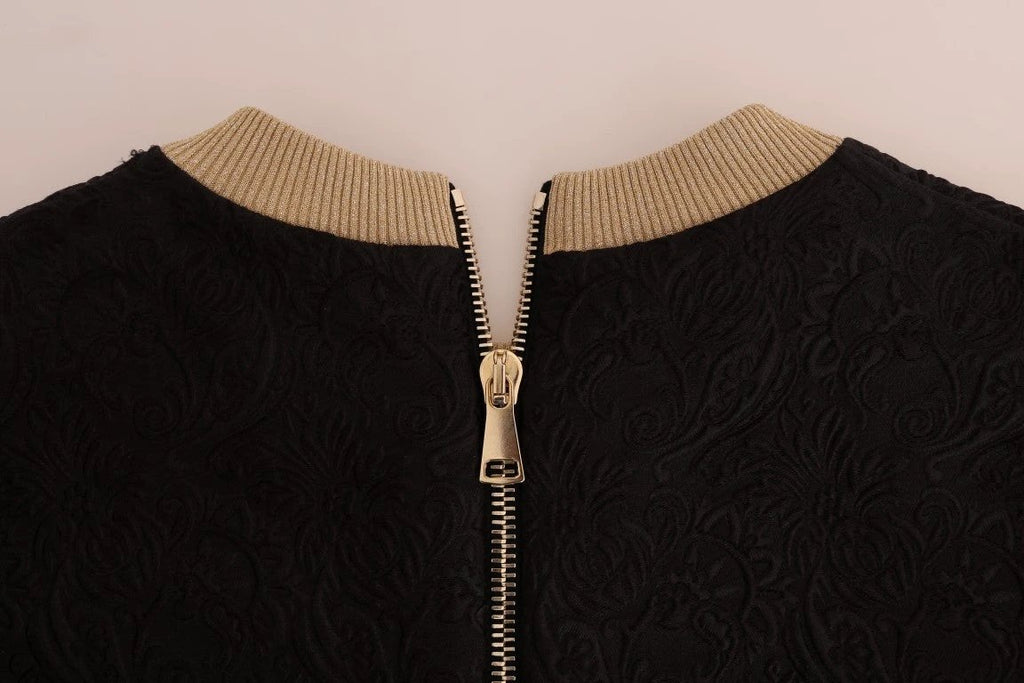 Dolce & Gabbana Black Fairy Tale Brocade Zipper Sweater by Dolce & Gabbana