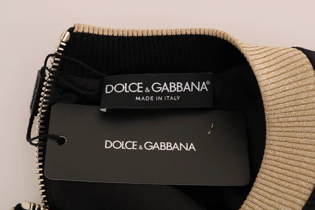 Dolce & Gabbana Black Fairy Tale Brocade Zipper Sweater by Dolce & Gabbana