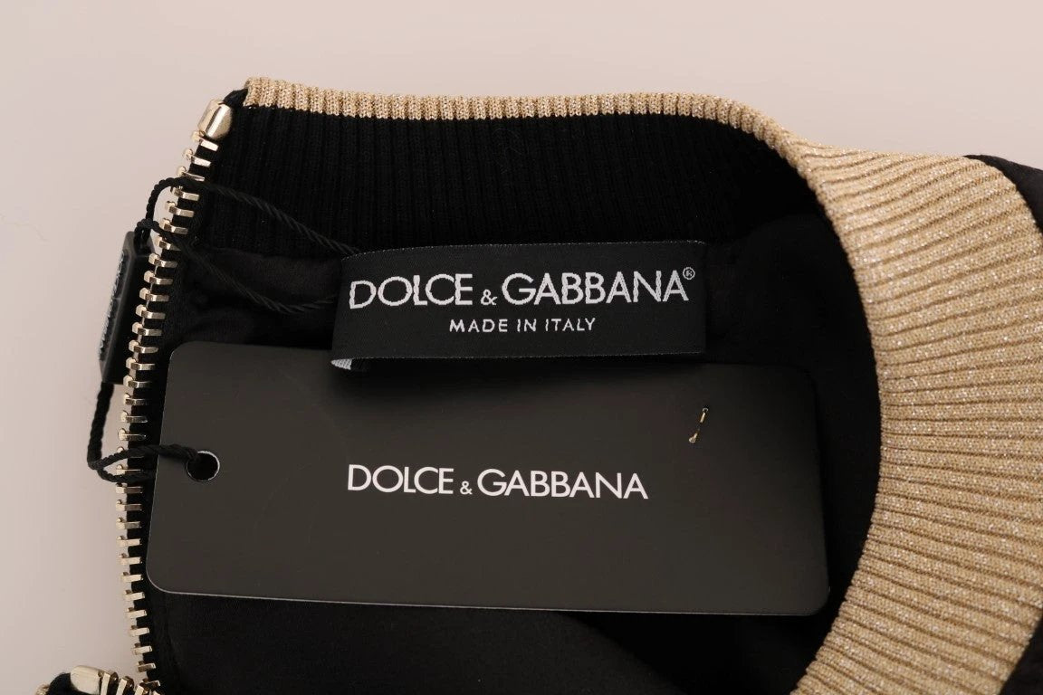 Dolce & Gabbana Black Fairy Tale Brocade Zipper Sweater by Dolce & Gabbana