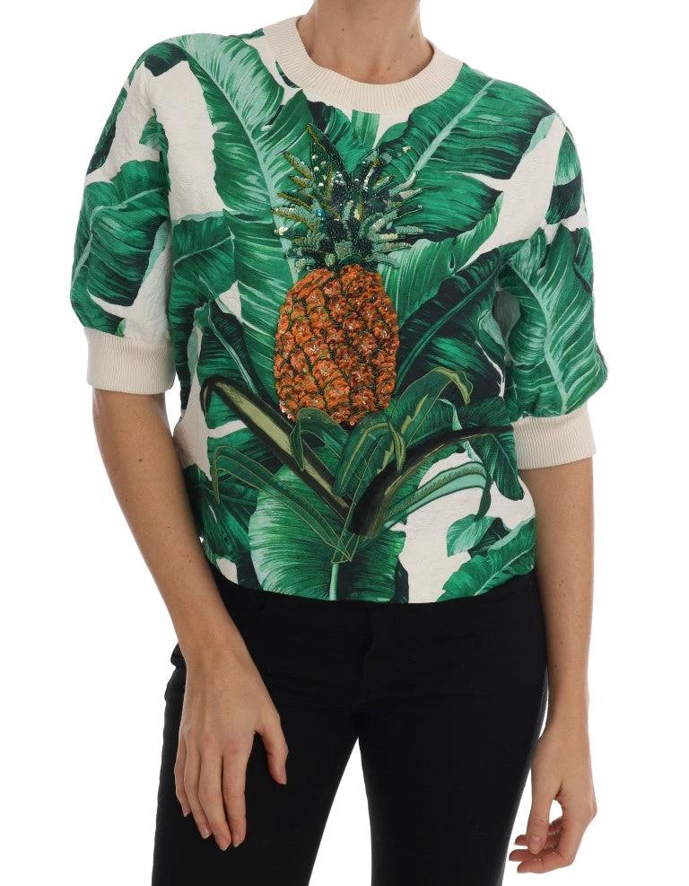 Dolce & Gabbana Pineapple Banana Sequins Crewneck Sweater by Dolce & Gabbana