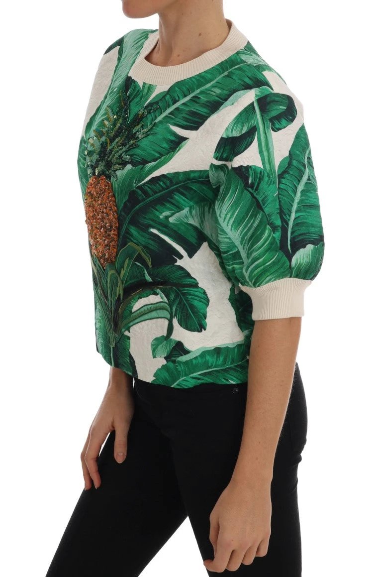Dolce & Gabbana Pineapple Banana Sequins Crewneck Sweater by Dolce & Gabbana