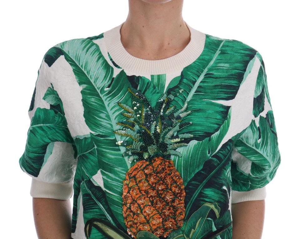 Dolce & Gabbana Pineapple Banana Sequins Crewneck Sweater by Dolce & Gabbana